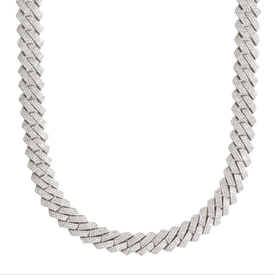 12mm Cuban Chain – (925 Silver + Moissanite)