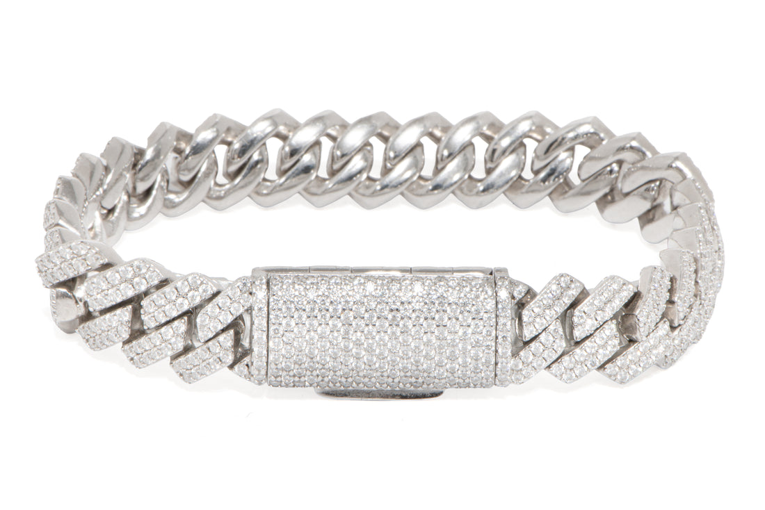 10mm Cuban Bracelet – (925 Silver + Moissanite)